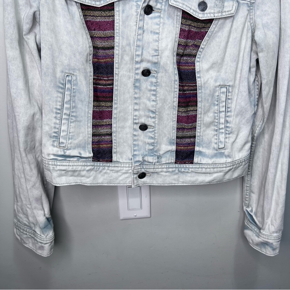 Free People Baja Jacket Distressed Cropped Size 12 Trucker Jacket Southwestern - Picture 4 of 16